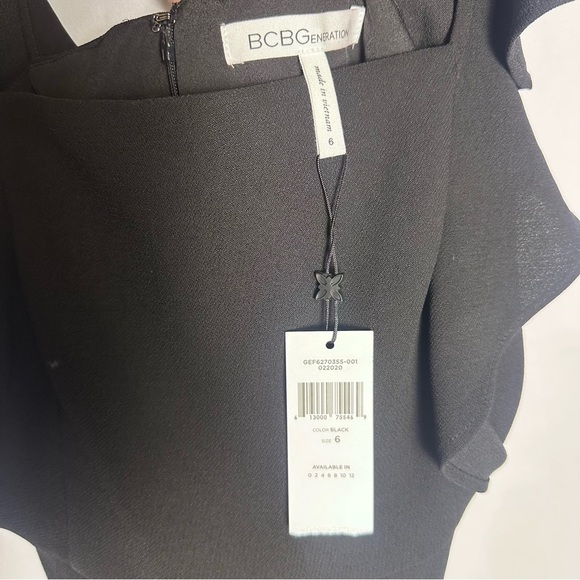 BCBGeneration Black Ruffle Sleeve Mini Dress sz 6 NWT Little Black Dress Formal - Picture 9 of 9